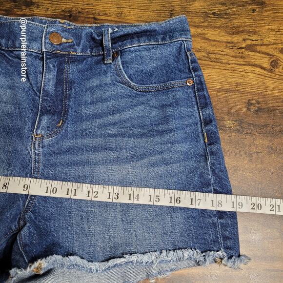 Loft Jeans Cut Off Shorts Size 4 High Rise Medium Dark Wash Stretch Denim - Picture 8 of 12